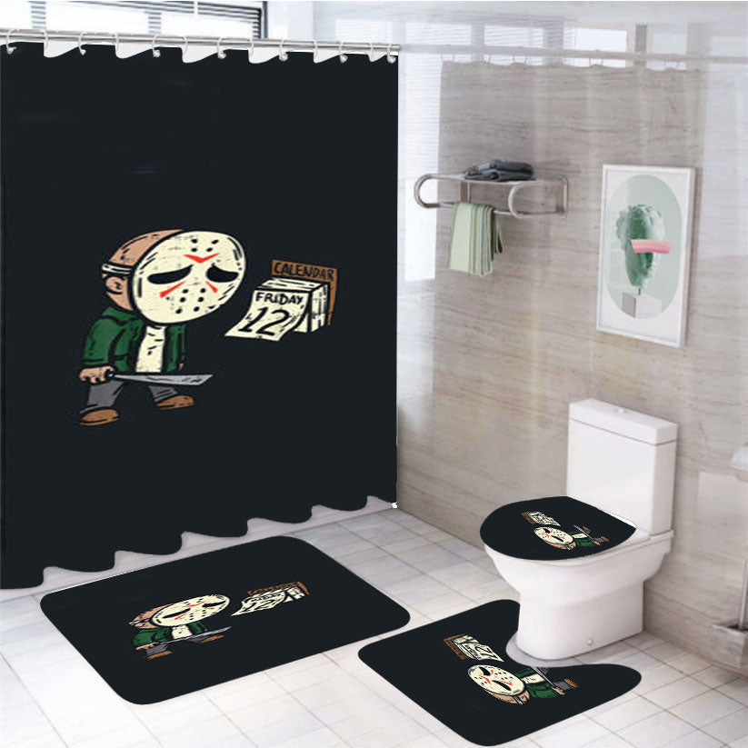 Friday 12Th Halloween 4Pcs Bathroom Set Shower Curtain