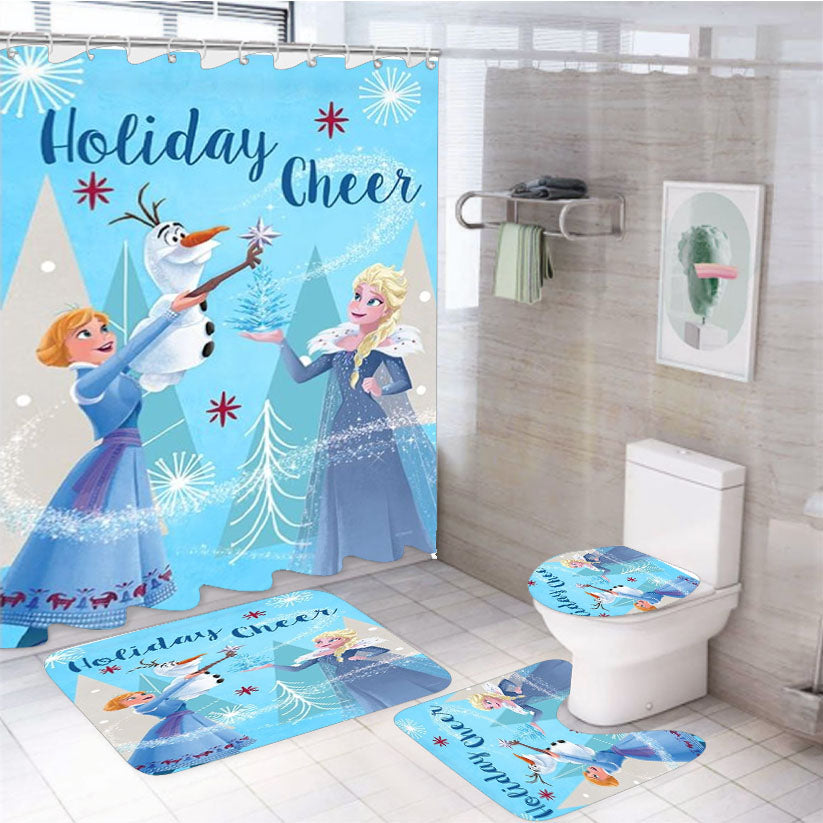Frozen Holiday Cheer 4Pcs Bathroom Set Shower Curtain