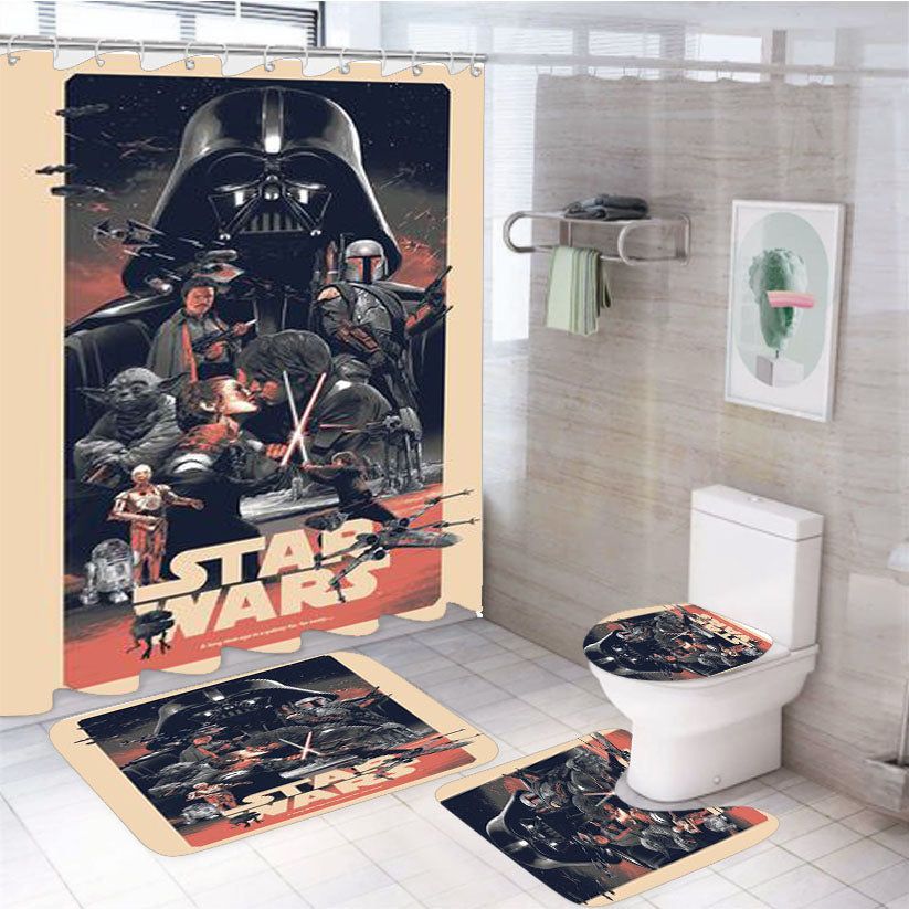 Gabz Star Wars 4Pcs Bathroom Set Shower Curtain