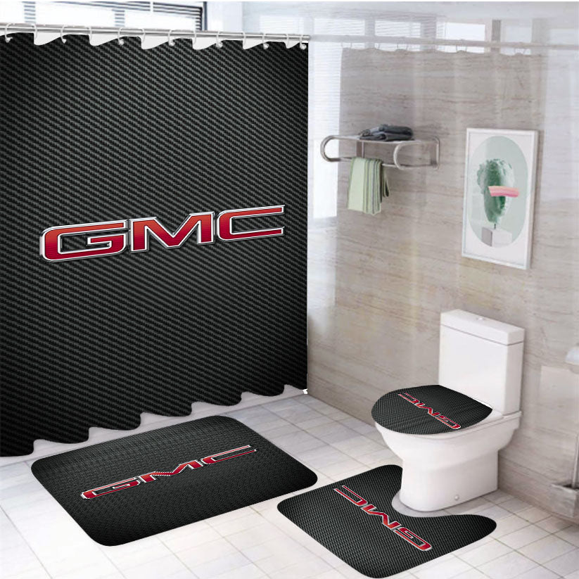 Gmc Carbon Fiber Logo 4Pcs Bathroom Set Shower Curtain