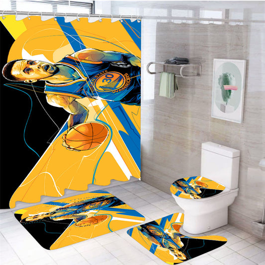 Golden States Warrior Art Stephen Curry 30 4Pcs Bathroom Set Shower Curtain