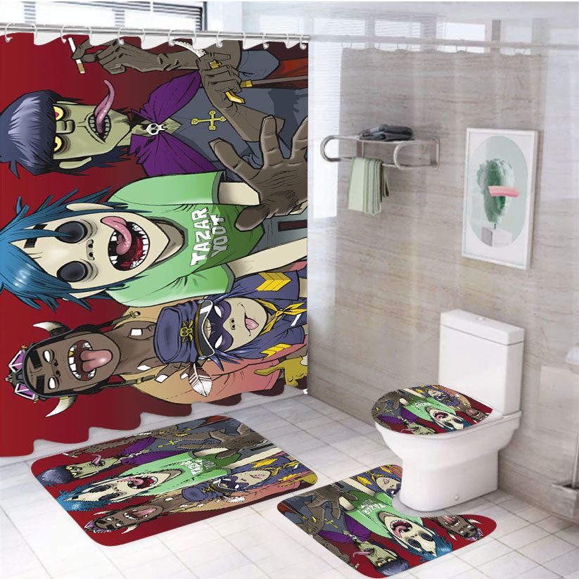 Gorillaz 4Pcs Bathroom Set Shower Curtain