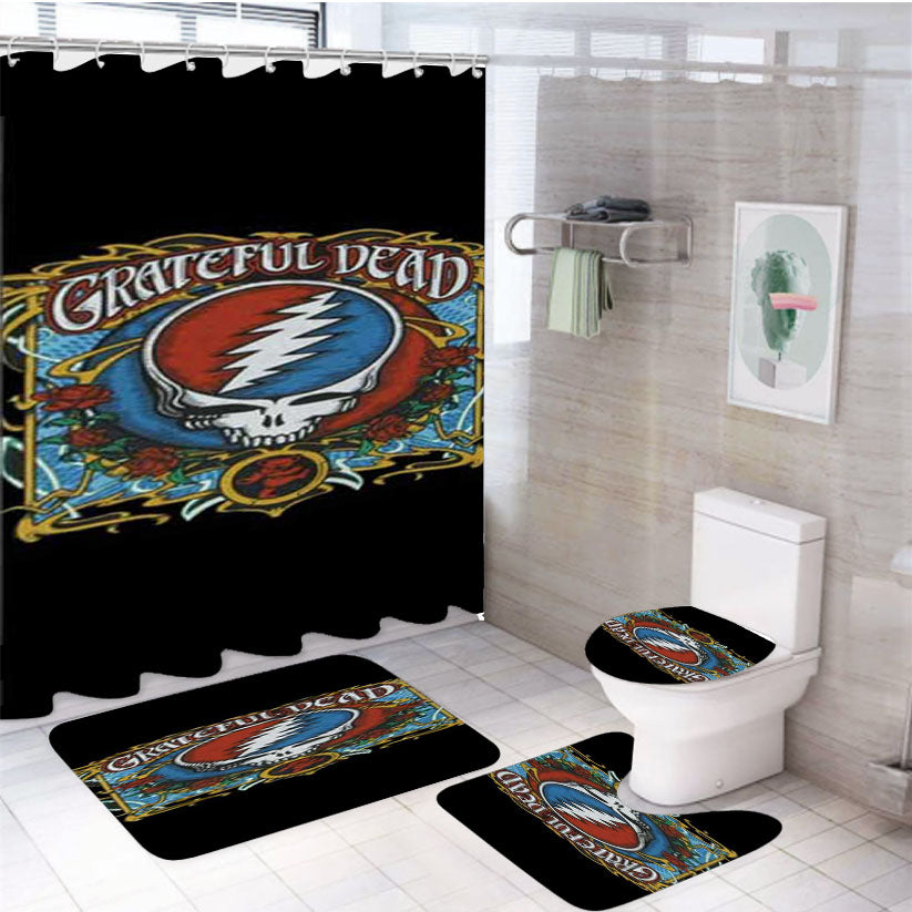 Grateful Dead Black Roses 4Pcs Bathroom Set Shower Curtain