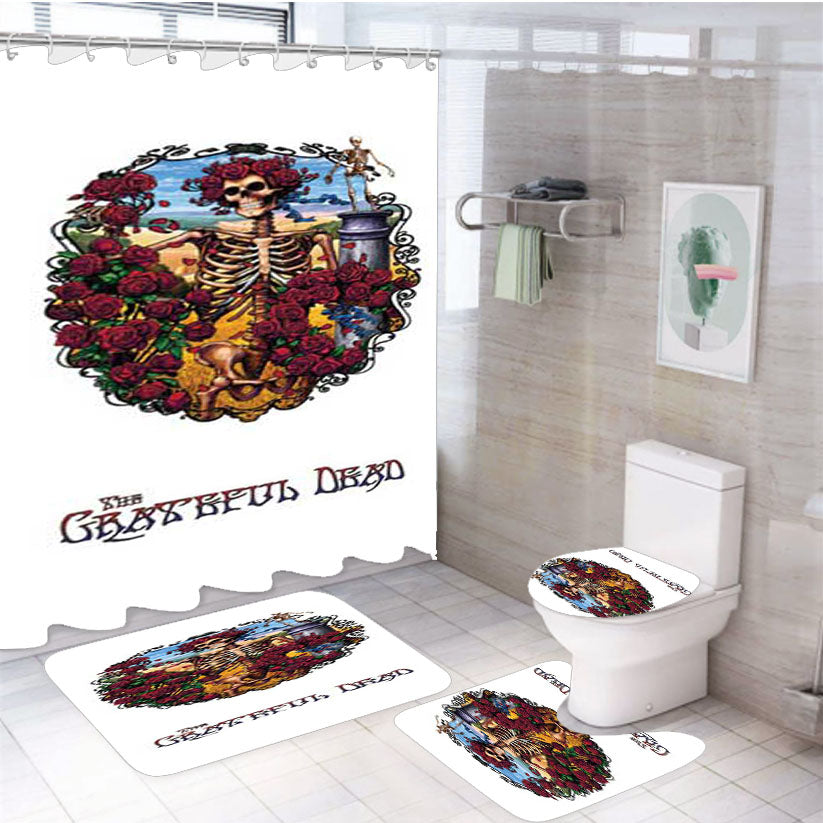 Grateful Dead Elaborate Frame Skeleton 4Pcs Bathroom Set Shower Curtain