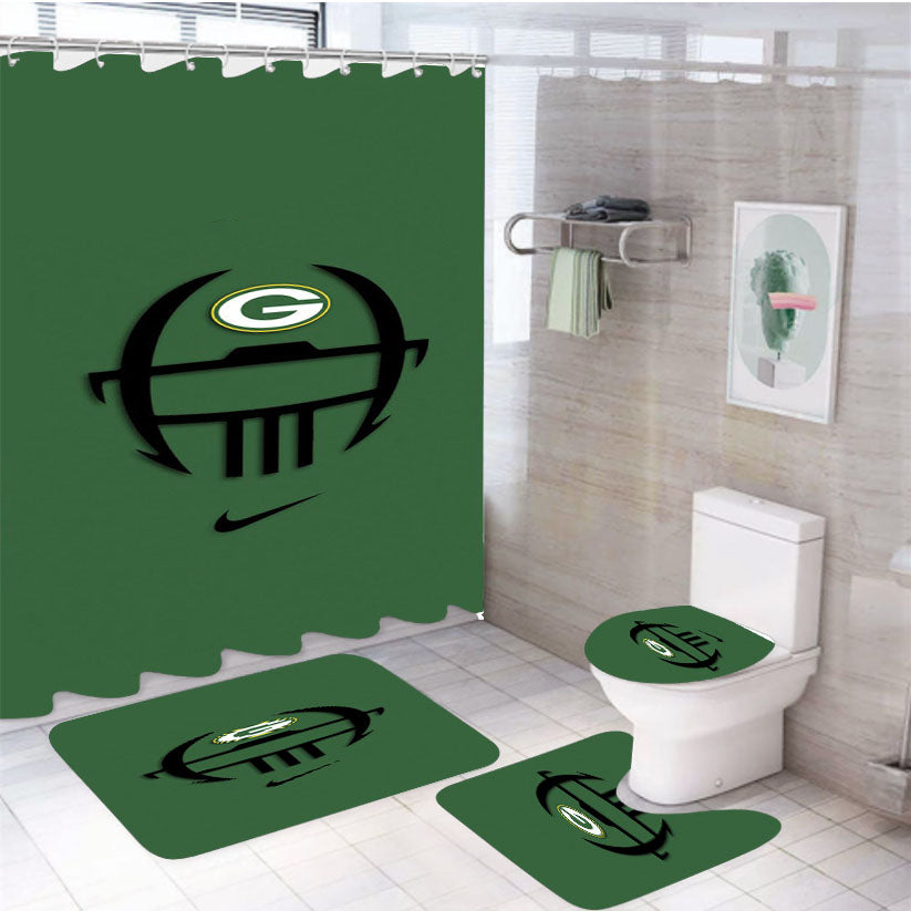 Green Bay Packers Symbol 4Pcs Bathroom Set Shower Curtain