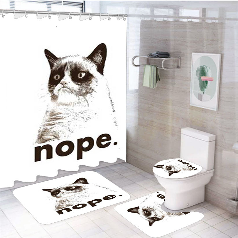 Grumpy Cat Nope  4Pcs Bathroom Set Shower Curtain