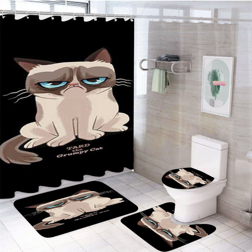 Grumpy Cat Tard  4Pcs Bathroom Set Shower Curtain