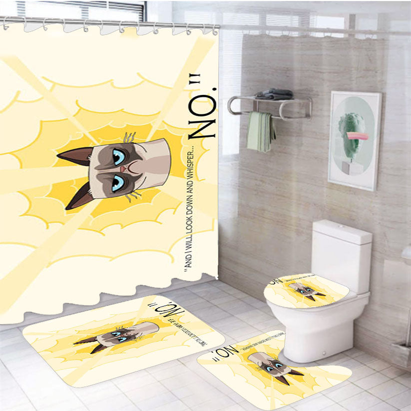 Grumpy Cat Whisper No  4Pcs Bathroom Set Shower Curtain