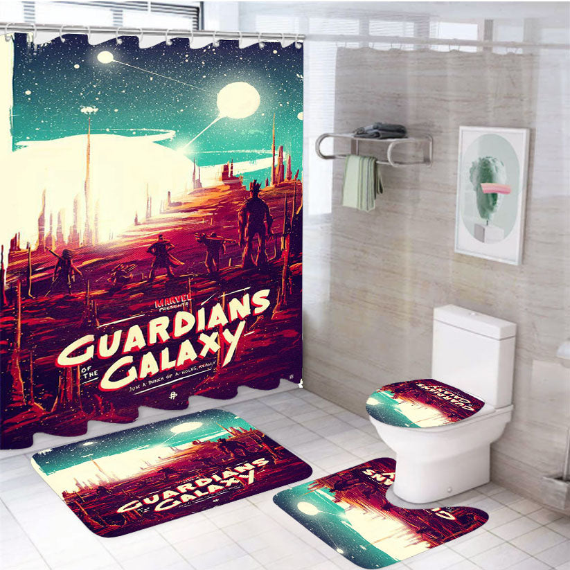 Guardians Of The Galaxy Marvel Poster 4Pcs Bathroom Set Shower Curtain