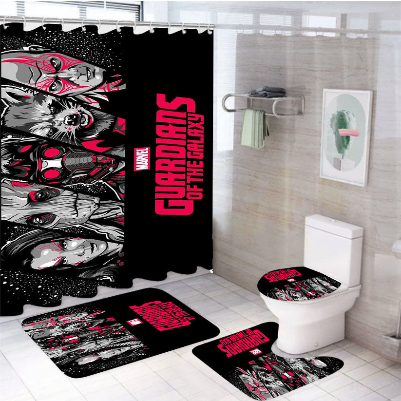 Guardians Of The Galaxy Marvel Wallpaper 4Pcs Bathroom Set Shower Curtain