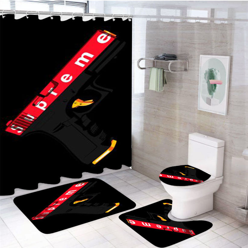 Gun Supreme 4Pcs Bathroom Set Shower Curtain