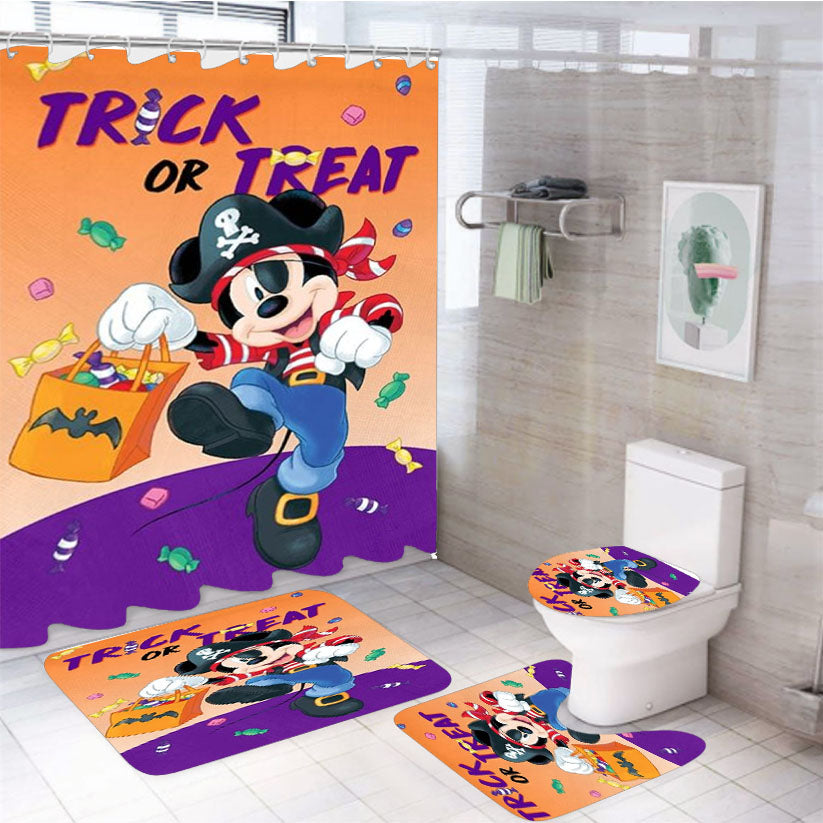 Halloween Candy Mickey Mouse 4Pcs Bathroom Set Shower Curtain