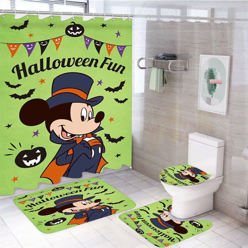 Halloween Fun Vampire Mickey Mouse 4Pcs Bathroom Set Shower Curtain