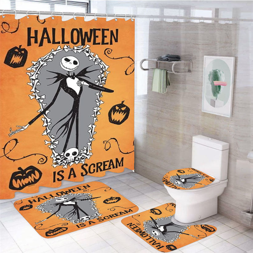 Halloween Is A Scream Jack Skellington 4Pcs Bathroom Set Shower Curtain