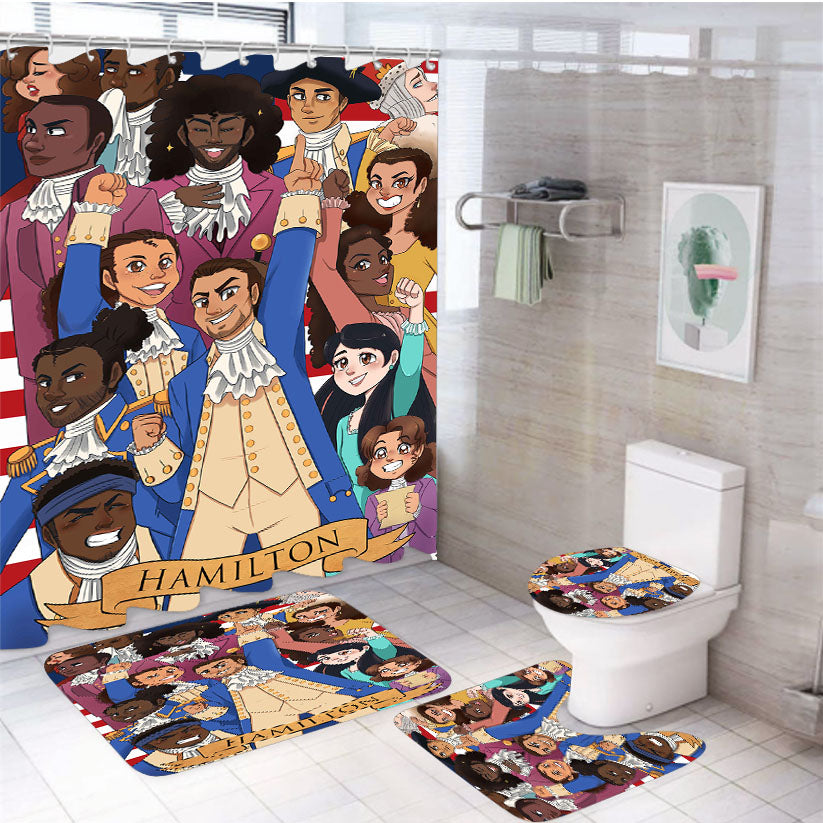 Hamilton American Musical Characters Artwork 4Pcs Bathroom Set Shower Curtain