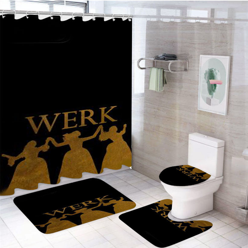 Hamilton Werk 4Pcs Bathroom Set Shower Curtain
