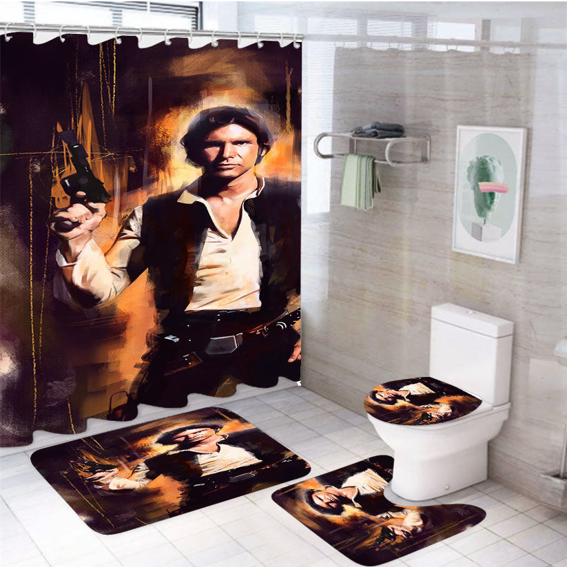 Han Solo Star Wars Art Movie Wallpaper 4Pcs Bathroom Set Shower Curtain