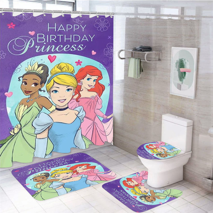Happy Birthday Princess 4Pcs Bathroom Set Shower Curtain
