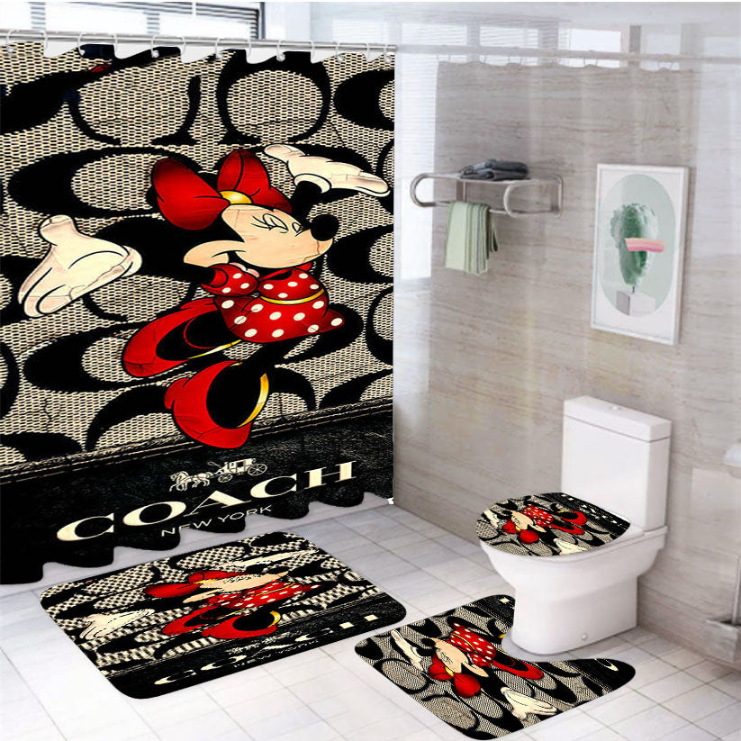 Happy Coach Minnie Mouse Happy 4Pcs Bathroom Set Shower Curtain