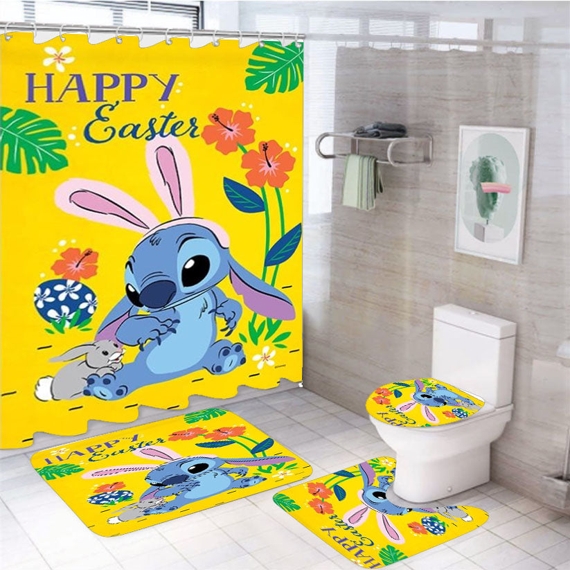 Happy Easter Stitch 4Pcs Bathroom Set Shower Curtain