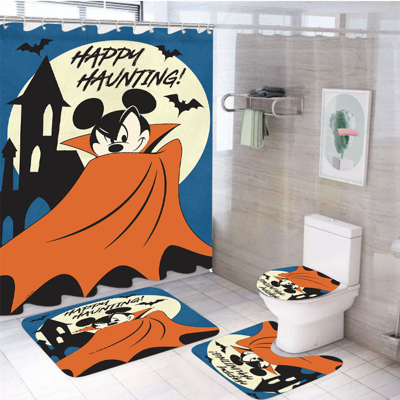 Happy Haunting Mickey 4Pcs Bathroom Set Shower Curtain