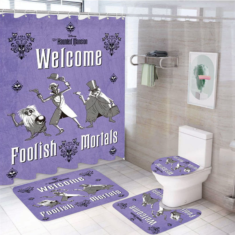 Haunted Mansion Hitchhiking Ghosts Foolish Mortals 4Pcs Bathroom Set Shower Curtain