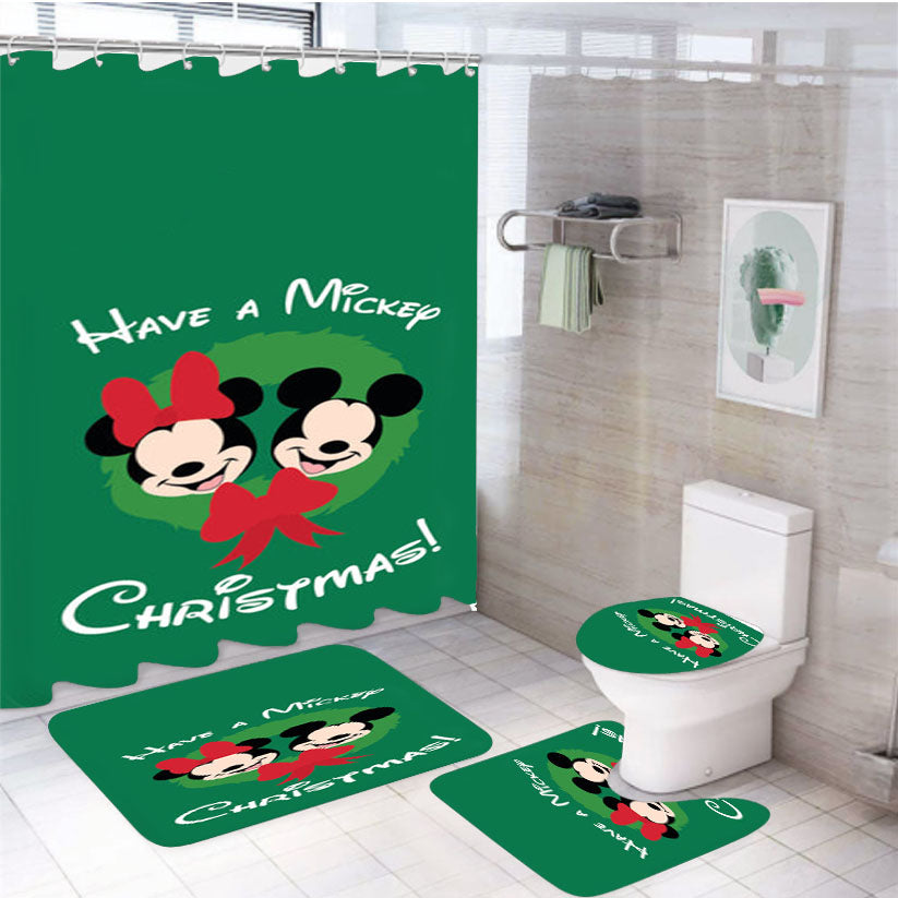 Have A Mickey Christmas 4Pcs Bathroom Set Shower Curtain
