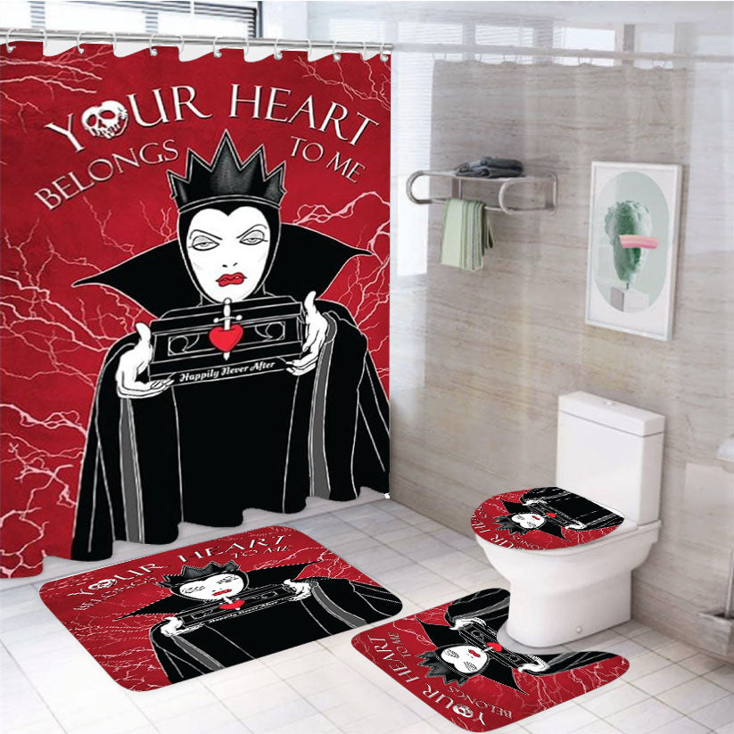 Heart Belongs To Me Evil Queen 4Pcs Bathroom Set Shower Curtain