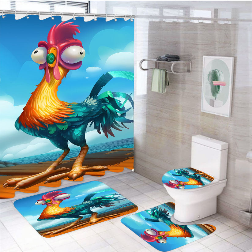 Hei Hei Chicken Moana Art 4Pcs Bathroom Set Shower Curtain