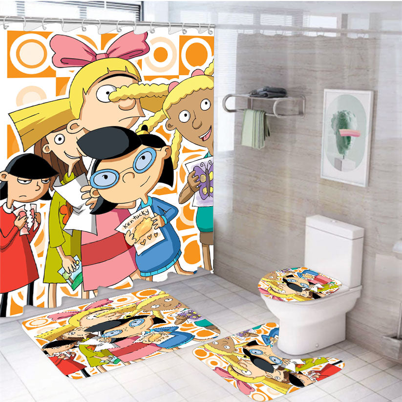 Helga Phoebe Rhonda Hey Arnold Girl Characters 4Pcs Bathroom Set Shower Curtain