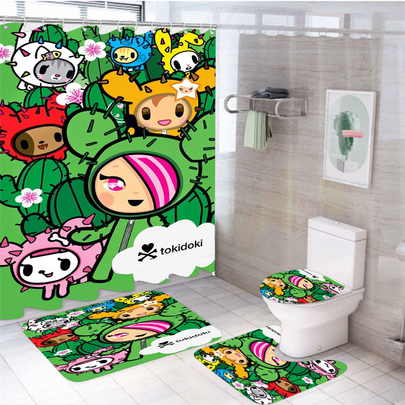 Hello Kitty Tokidoki 4Pcs Bathroom Set Shower Curtain