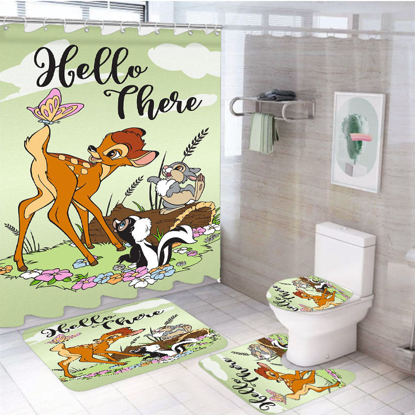 Hello There Bambi 4Pcs Bathroom Set Shower Curtain