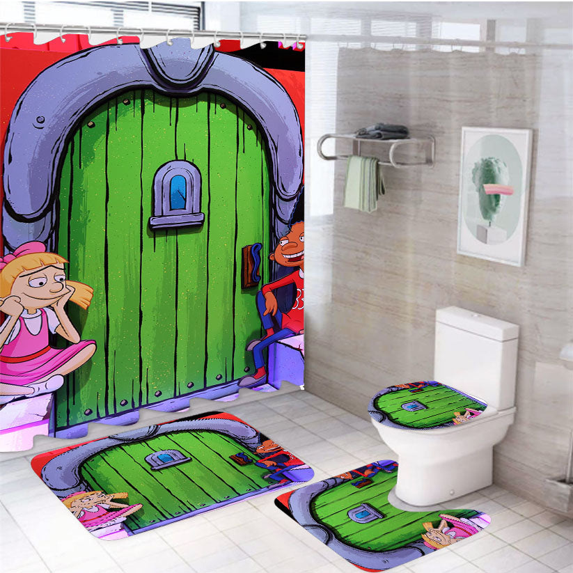 Hey Arnold Home Door 16 4Pcs Bathroom Set Shower Curtain