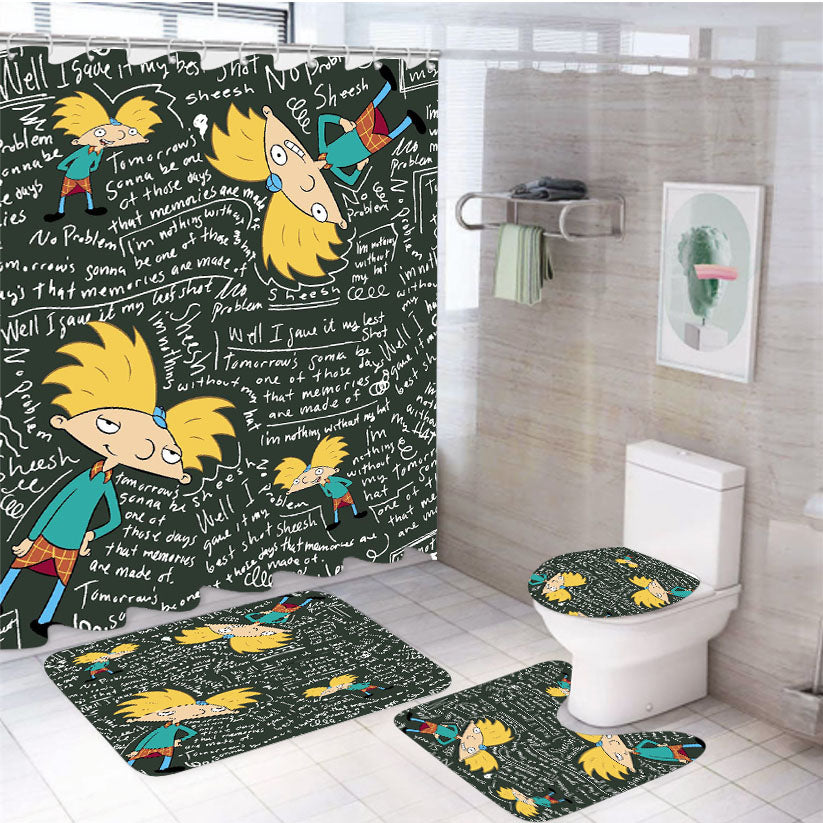 Hey Arnold Quotes Board 4Pcs Bathroom Set Shower Curtain