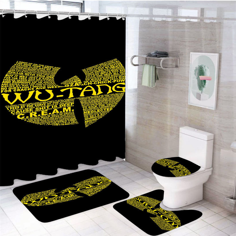 Hip Hop Rap Wu Tang Clan 4Pcs Bathroom Set Shower Curtain