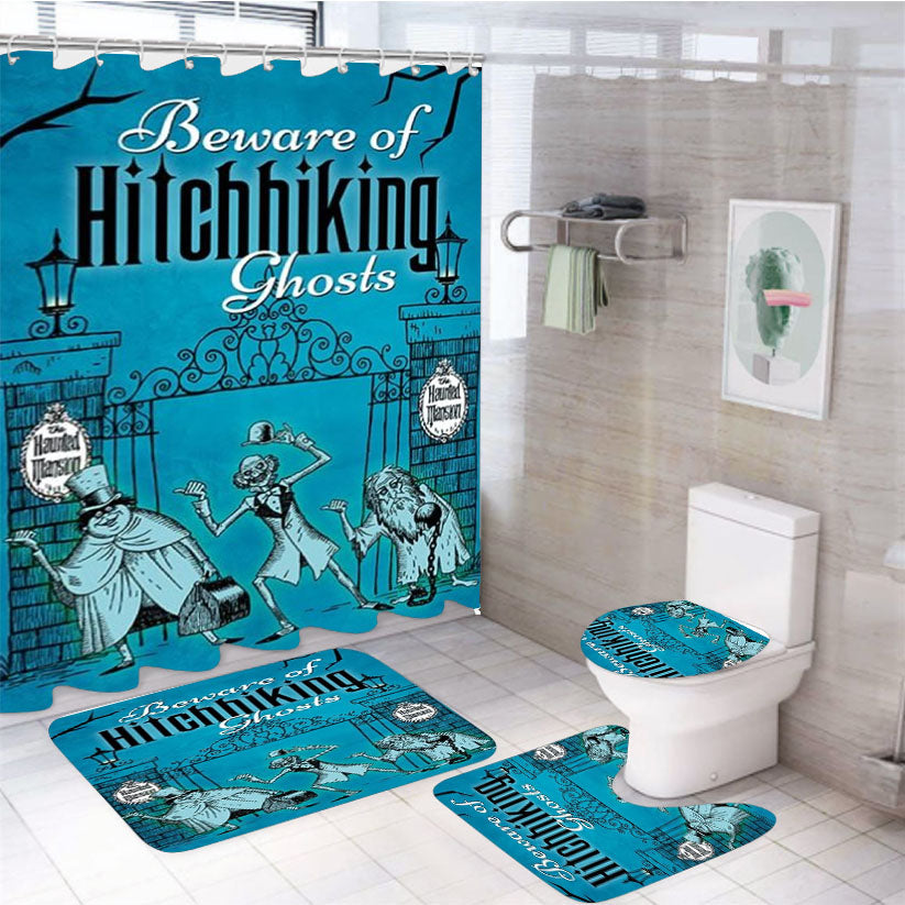 Hitchhiking-Ghosts-Haunted-Mansi 4Pcs Bathroom Set Shower Curtain