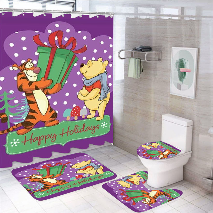 Holiday Gift Tigger And Pooh 4Pcs Bathroom Set Shower Curtain