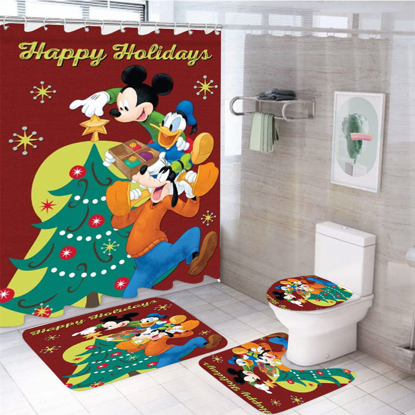 Holidays Are A Time For Friends 4Pcs Bathroom Set Shower Curtain