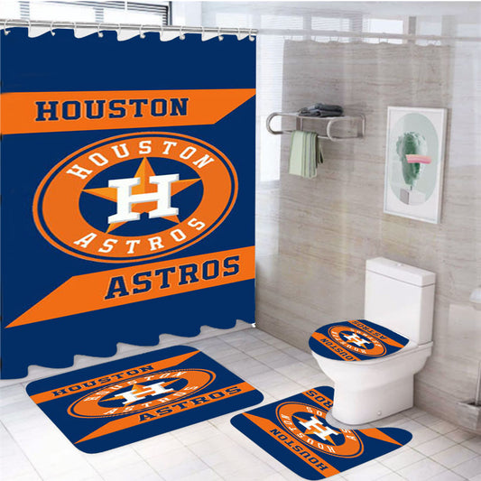 Houston Astros 4Pcs Bathroom Set Shower Curtain