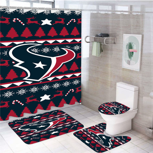 Houston Texans Christmas Sweater 4Pcs Bathroom Set Shower Curtain