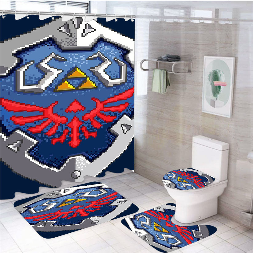 Hylian Shield 4Pcs Bathroom Set Shower Curtain