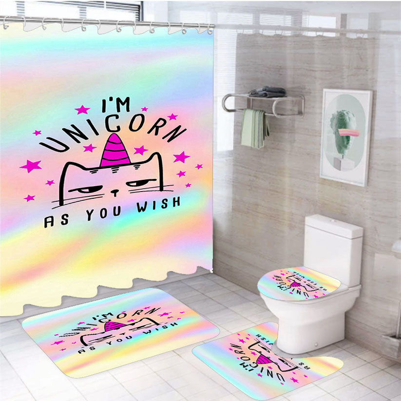 I'M Unicorn As You Wish 4Pcs Bathroom Set Shower Curtain