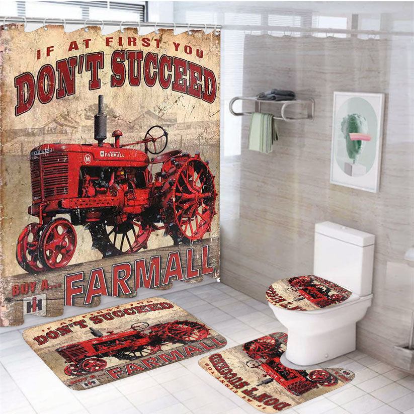 Ih International Harvester Retro Tractors 4Pcs Bathroom Set Shower Curtain