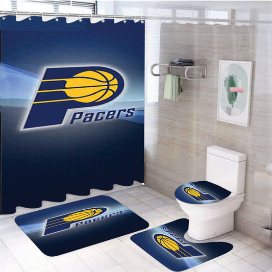 Indy Pacers Logo Texture 4Pcs Bathroom Set Shower Curtain