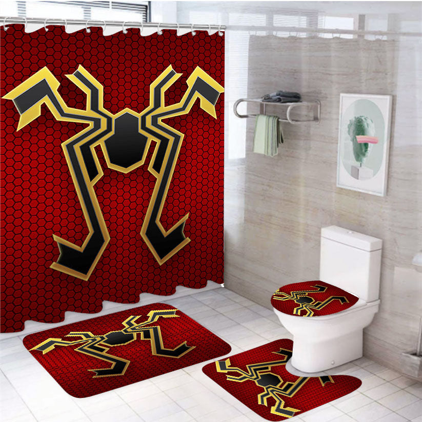 Iron Spider 4Pcs Bathroom Set Shower Curtain