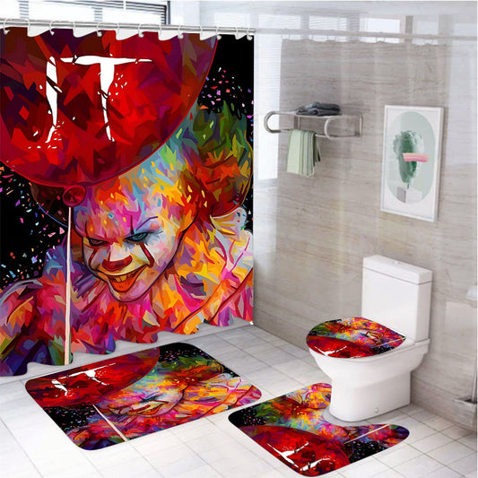 It Clown Pennywise Balloon 4Pcs Bathroom Set Shower Curtain