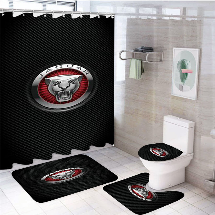 Jaguar Logo 4Pcs Bathroom Set Shower Curtain