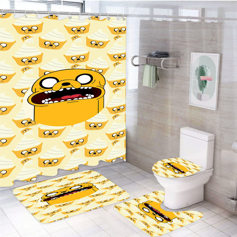 Jake Cake Pattern 4Pcs Bathroom Set Shower Curtain