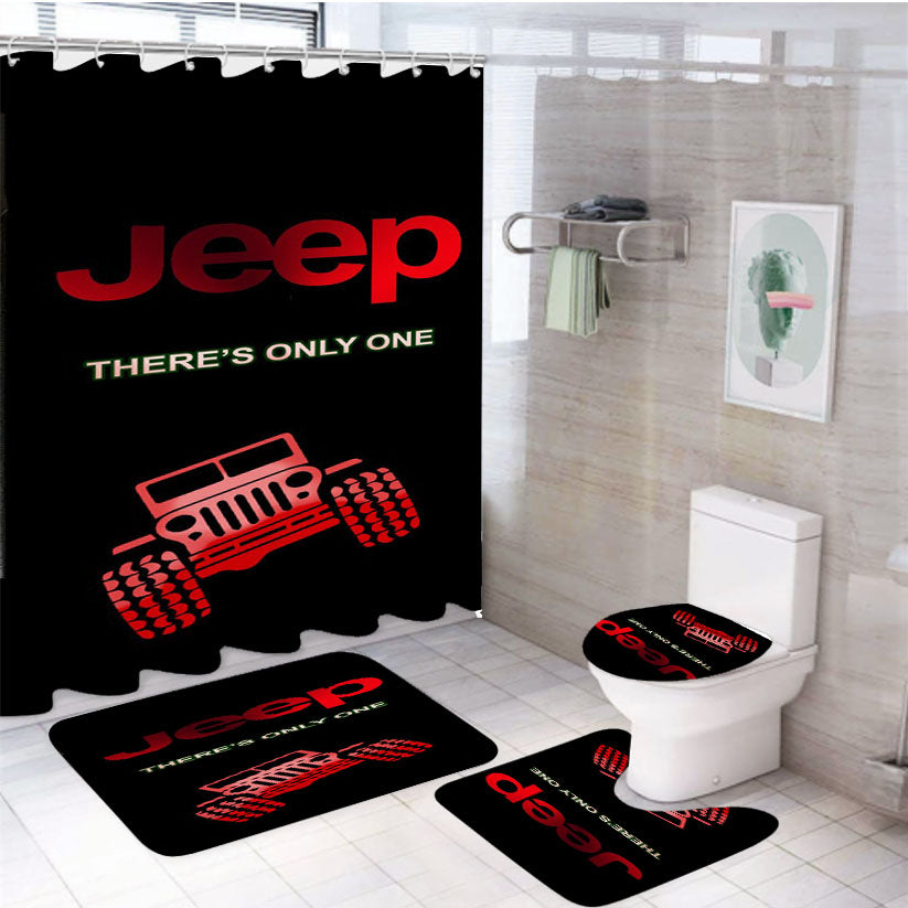 Jeep Only One 4Pcs Bathroom Set Shower Curtain