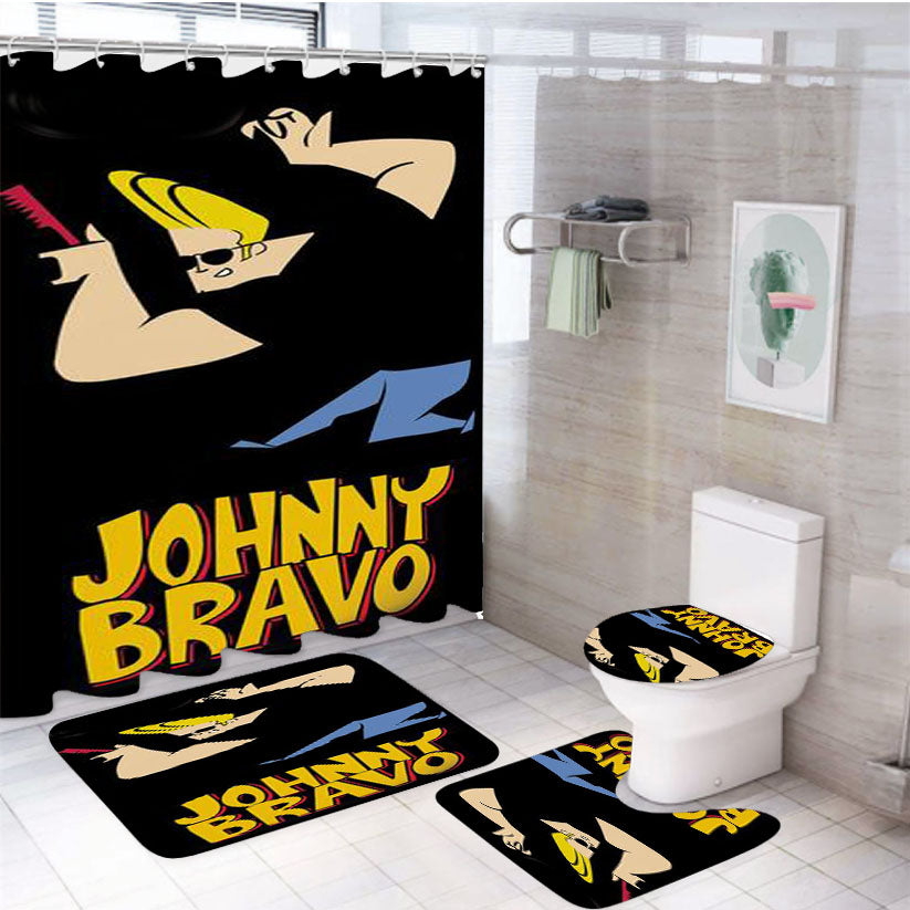 Johnny Bravo 37 4Pcs Bathroom Set Shower Curtain